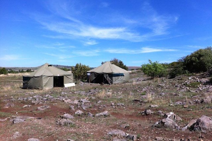 The team's campground near Rising Star Cave, in South Africa. Photo: Courtesy of Hannah Morris.